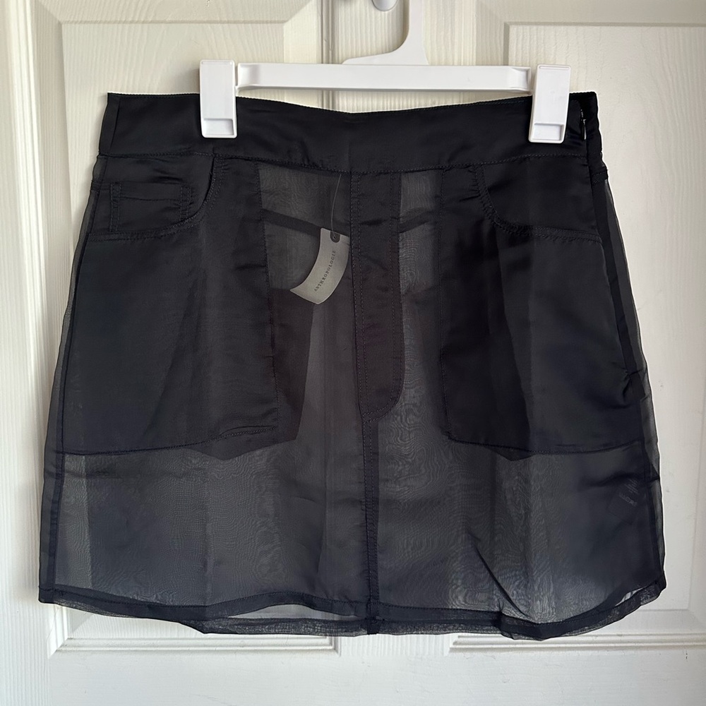 Anthropologie Pilcro Sheer Black Mini Skirt